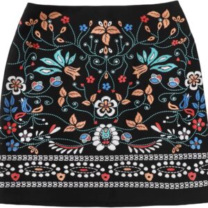 GORGLITTER-Womens-Floral-Embroidery-High-Waist-Short-Pencil-Skirt